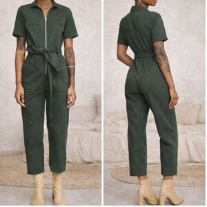 Rita Row Lis Zipper Denim Jumpsuit in Green